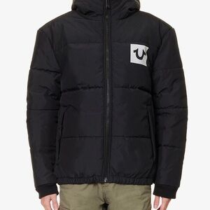 True Religion Mens Black Heavy Puffer Jacket Coat Size 3XL Full Zip Outdoor